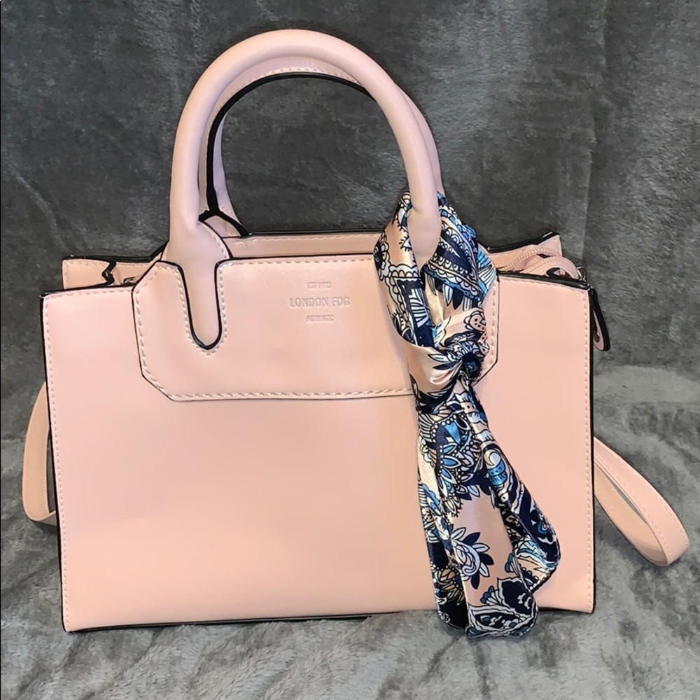 London Fog Blush Shoulder Bag with Patterned Scarf